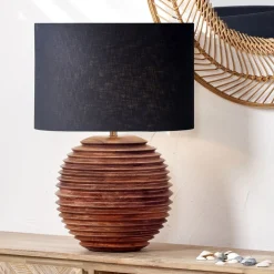 Pembury Wood Table Lamp with 40cm Black Shade