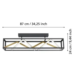 Penela LED Black and Gold Semi-Flush Ceiling Light