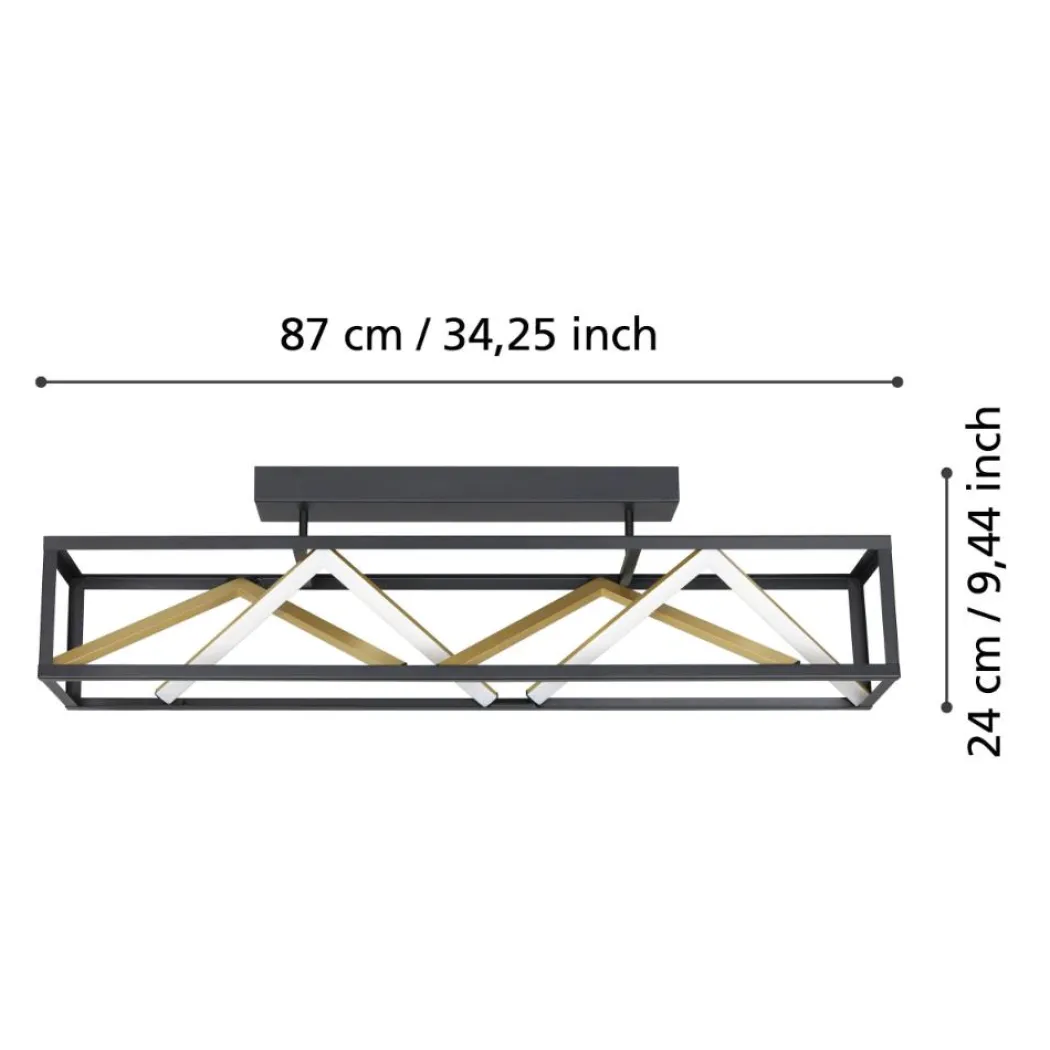 Penela LED Black and Gold Semi-Flush Ceiling Light
