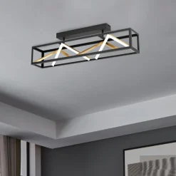 Penela LED Black and Gold Semi-Flush Ceiling Light
