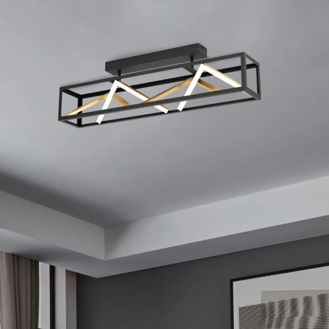 Penela LED Black and Gold Semi-Flush Ceiling Light
