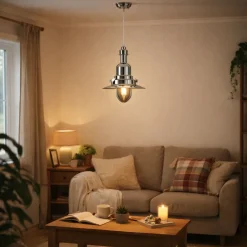 Penge Polished Chrome Fisherman Pendant Ceiling Light