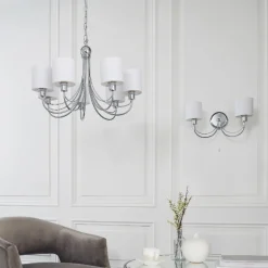 Phantom 7 Light Chrome & White Pendant Chandelier Ceiling Light