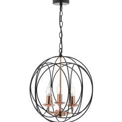 Phoenix 3 Light Ceiling Light Black/Copper