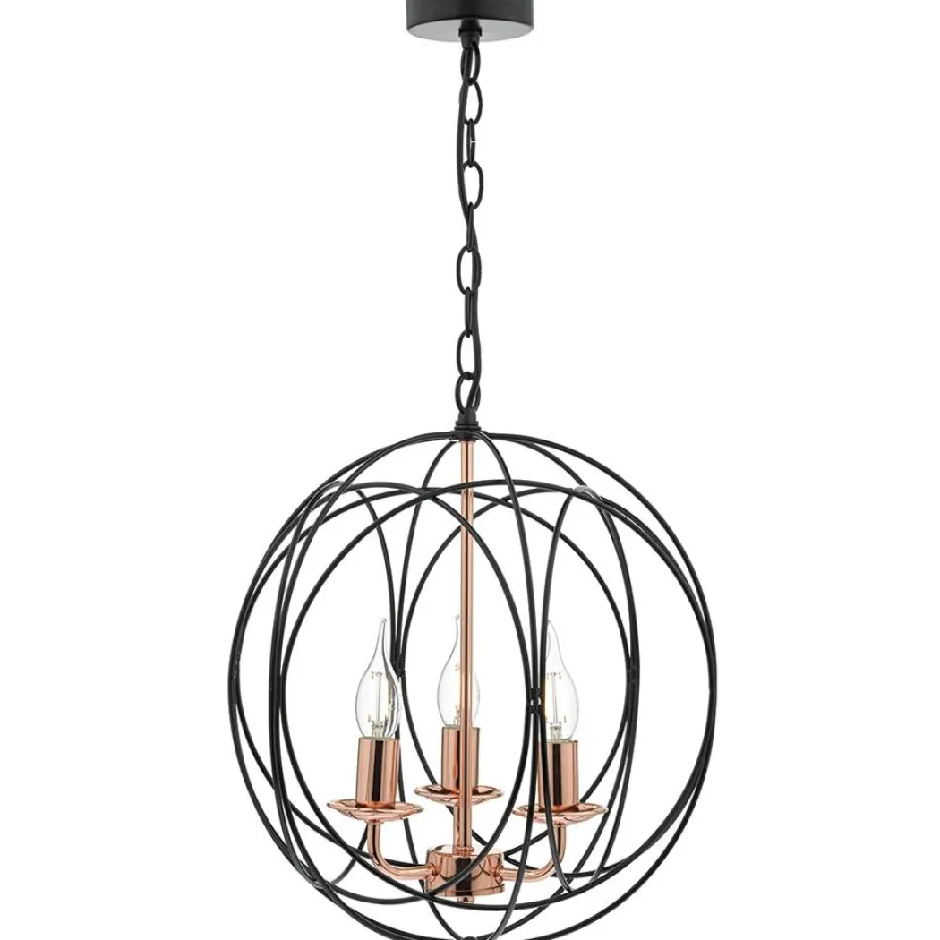 Phoenix 3 Light Ceiling Light Black/Copper