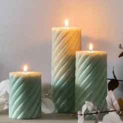 Pillar Large Twist Candle in Sage