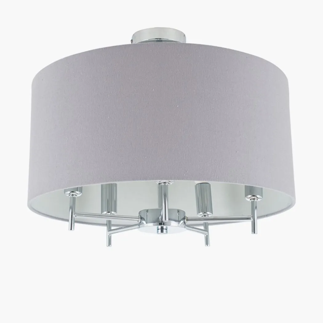 Plaza Drum 5 Light Semi Flush Ceiling Light