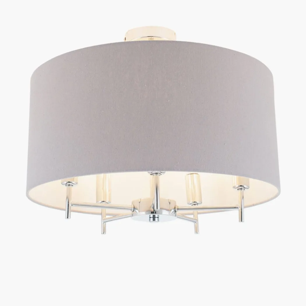 Plaza Drum 5 Light Semi Flush Ceiling Light