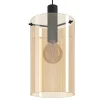 Polverara 3 Light Black & Amber Glass Ceiling Pendant Bar