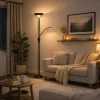 Poppy mother and child floor lamp black chrome