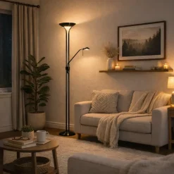 Poppy mother and child floor lamp black chrome