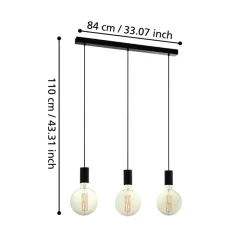 Pozueta 3-Light Black Ceiling Pendant Light