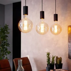 Pozueta 3-Light Black Ceiling Pendant Light