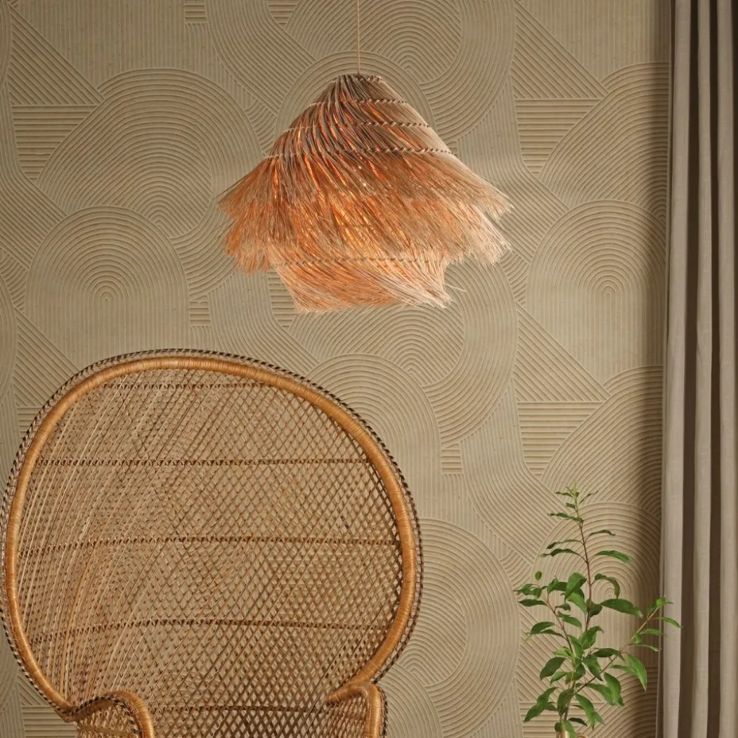 Preveli Woven Rattan Ceiling Pendant with Braided Cable