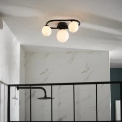 Pulsa Matt Black Ceiling Light IP44