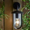 Quinn Matte Black & Clear Outdoor Wall Light