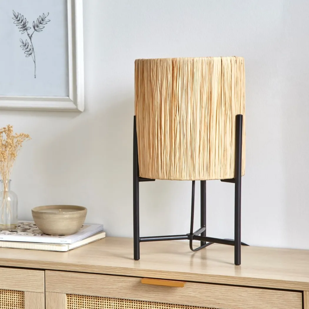 Raff Black & Natural Table Lamp