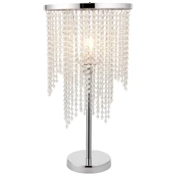 Rain Polished Chrome Table Lamp with Glass Droplets