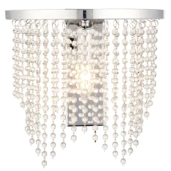 Rain Polished Chrome Wall Light with Crystal Droplets