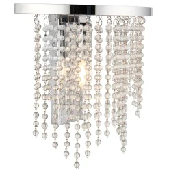 Rain Polished Chrome Wall Light with Crystal Droplets
