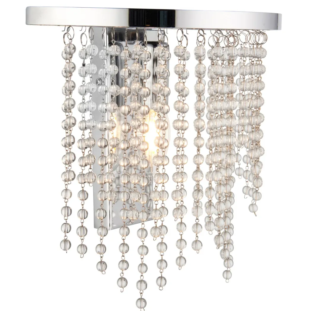 Rain Polished Chrome Wall Light with Crystal Droplets