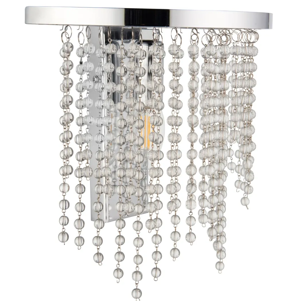 Rain Polished Chrome Wall Light with Crystal Droplets