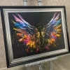 Rainbow Angel Wings Wall Art with Black Frame