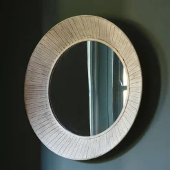 Ramlia Natural Texture Frame Round Mirror