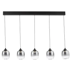 Ramona 5 Light Black & Smoked Glass LED Ceiling Pendant Bar