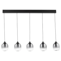 Ramona 5 Light Black & Smoked Glass LED Ceiling Pendant Bar