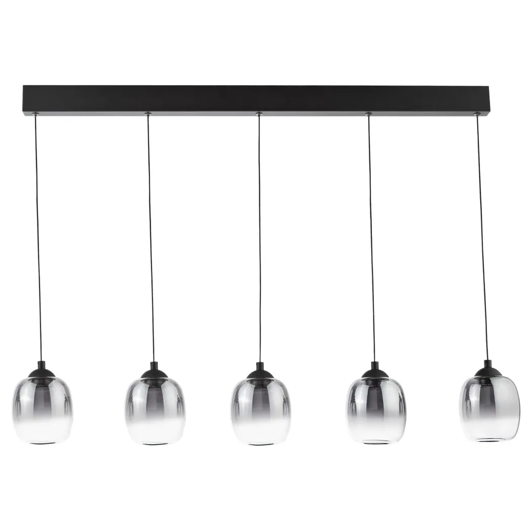 Ramona 5 Light Black & Smoked Glass LED Ceiling Pendant Bar