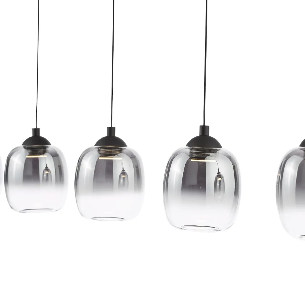 Ramona 5 Light Black & Smoked Glass LED Ceiling Pendant Bar