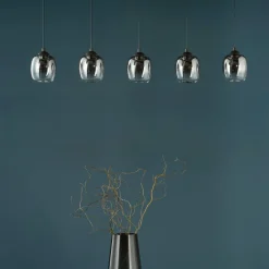 Ramona 5 Light Black & Smoked Glass LED Ceiling Pendant Bar