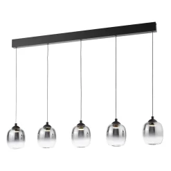 Ramona 5 Light Black & Smoked Glass LED Ceiling Pendant Bar
