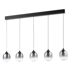 Ramona 5 Light Black & Smoked Glass LED Ceiling Pendant Bar