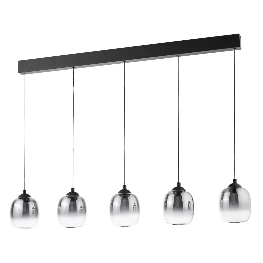 Ramona 5 Light Black & Smoked Glass LED Ceiling Pendant Bar