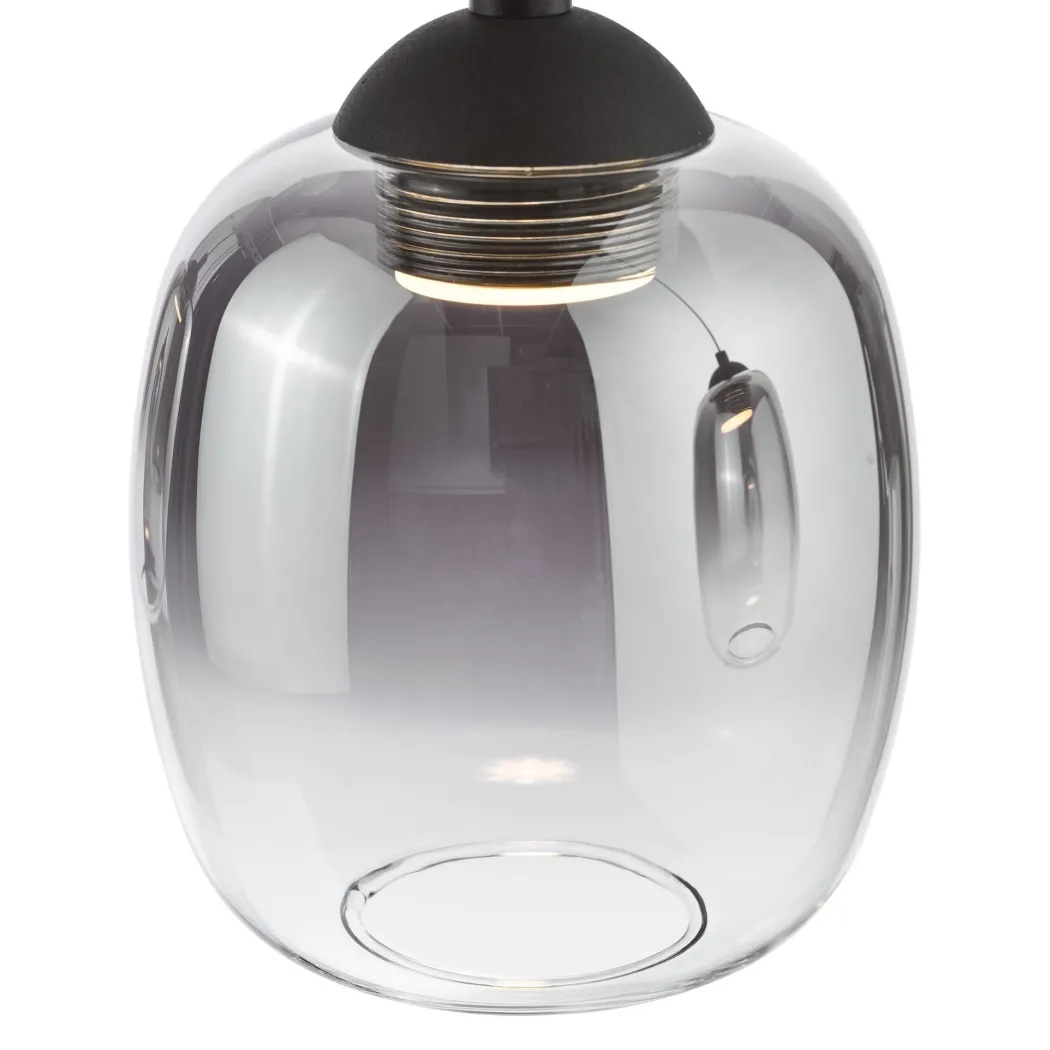 Ramona 5 Light Black & Smoked Glass LED Ceiling Pendant Bar