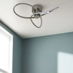 Reggie 3-Light LED Semi-Flush Satin Nickel Ceiling Light