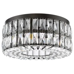 Relena 4 Light Black & Crystal Flush Ceiling Light
