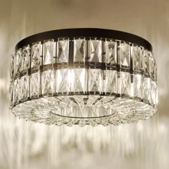 Relena 4 Light Black & Crystal Flush Ceiling Light