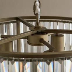 Resto Crystal & Antique Brass Pendant Ceiling Light