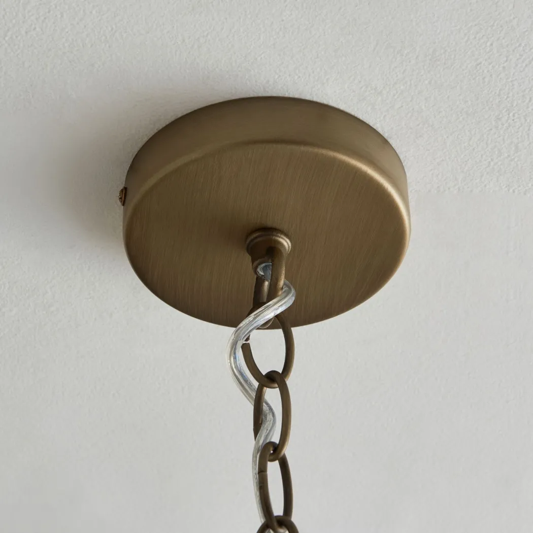 Resto Crystal & Antique Brass Pendant Ceiling Light