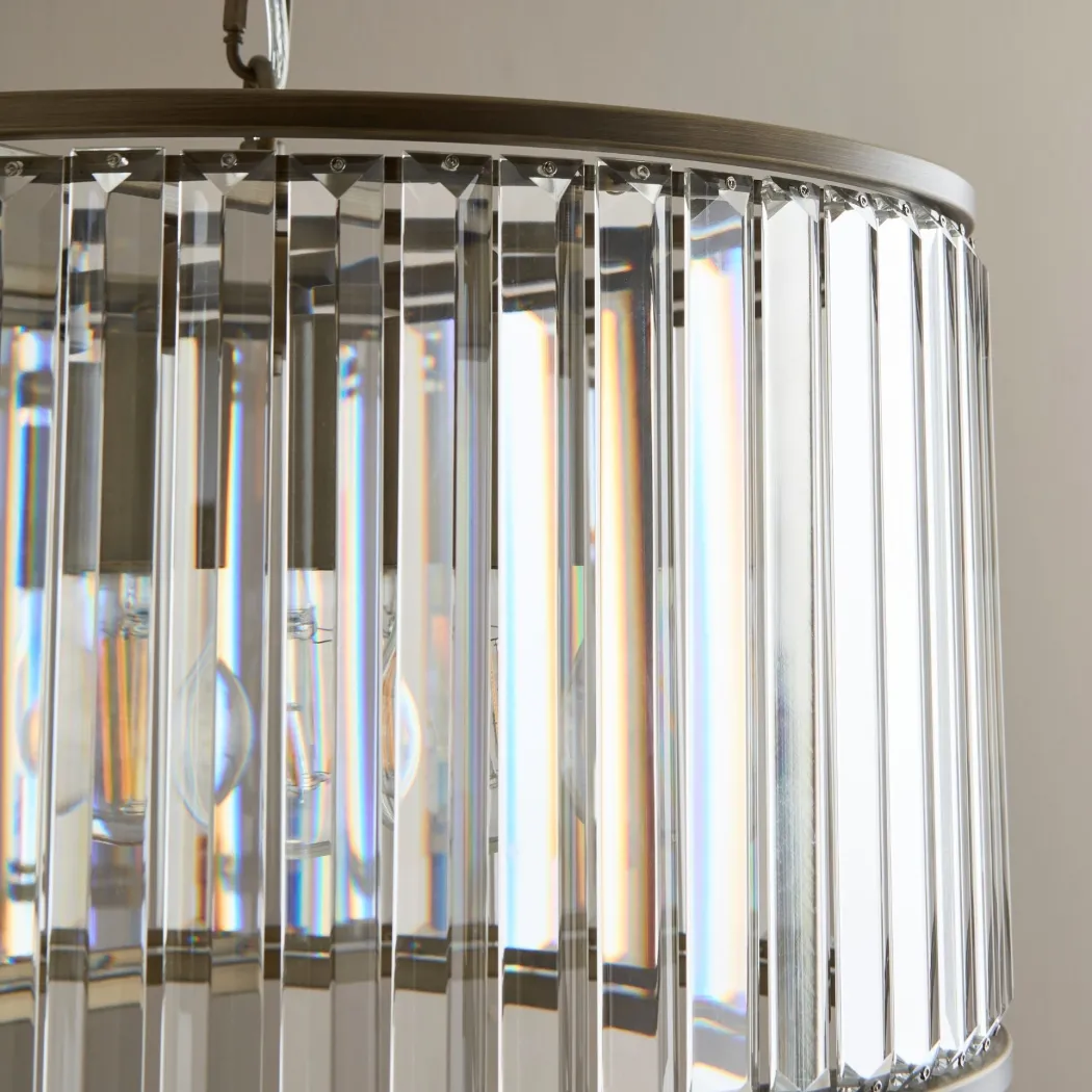Resto Crystal & Antique Brass Pendant Ceiling Light