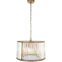 Resto Crystal & Antique Brass Pendant Ceiling Light