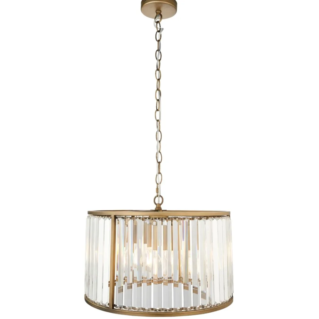 Resto Crystal & Antique Brass Pendant Ceiling Light