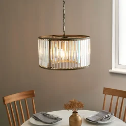 Resto Crystal & Antique Brass Pendant Ceiling Light