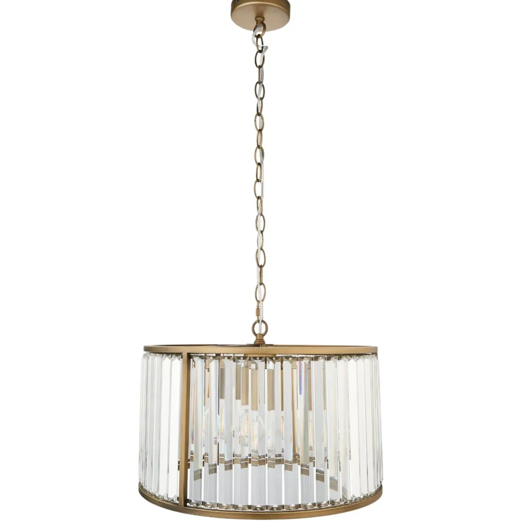 Resto Crystal & Antique Brass Pendant Ceiling Light