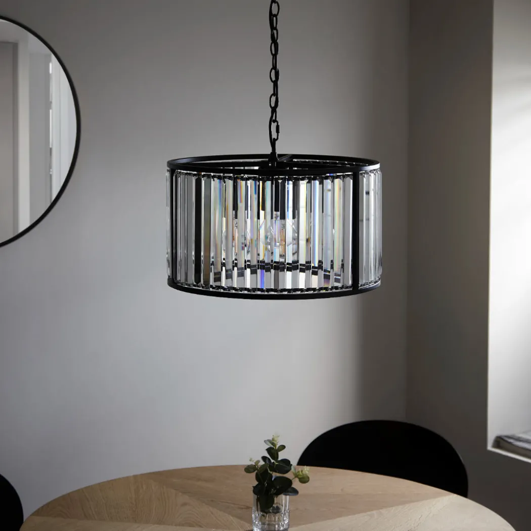 Resto Crystal & Matt Black Ceiling Light