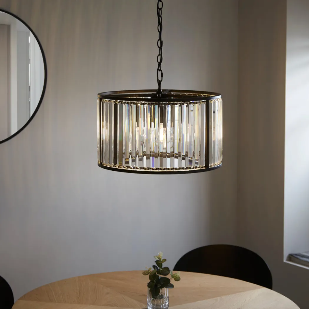 Resto Crystal & Matt Black Ceiling Light