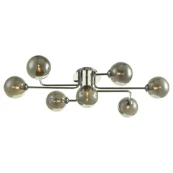 Reyna 7 Light Semi Flush Polished Chrome Smoked Glass Ceiling Light